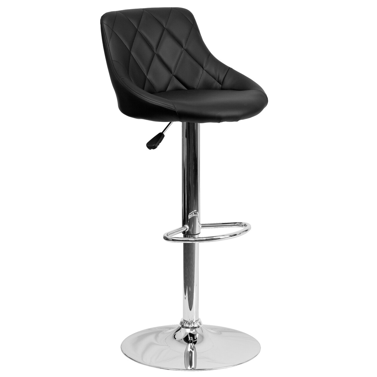 Flash Furniture 41.75&#x22; Black Adjustable Height Bucket Seat Barstool with Diamond Pattern Back